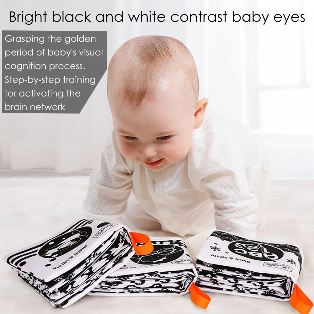 Baby Book Toys For Toddler Newborn Infant Soft Cloth Books Baby Quiet Book Early Educational Black White Book Visual Stimulation