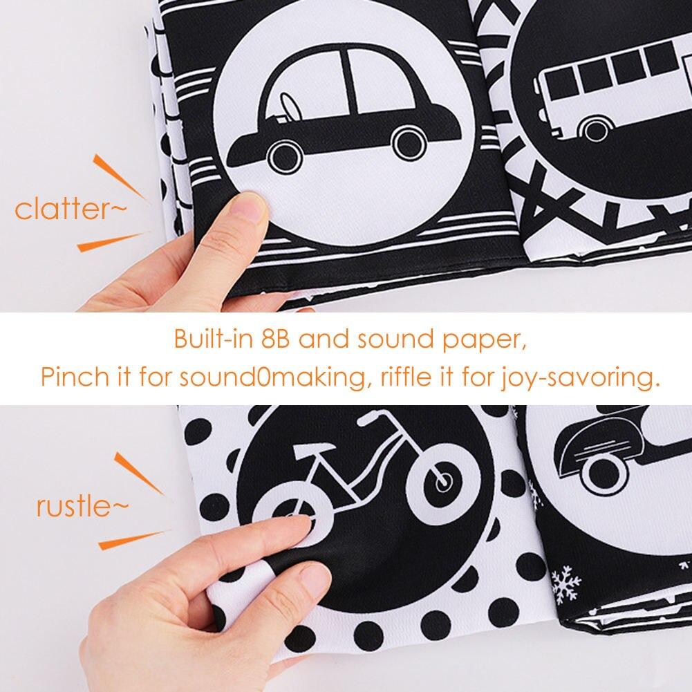 Baby Book Toys For Toddler Newborn Infant Soft Cloth Books Baby Quiet Book Early Educational Black White Book Visual Stimulation