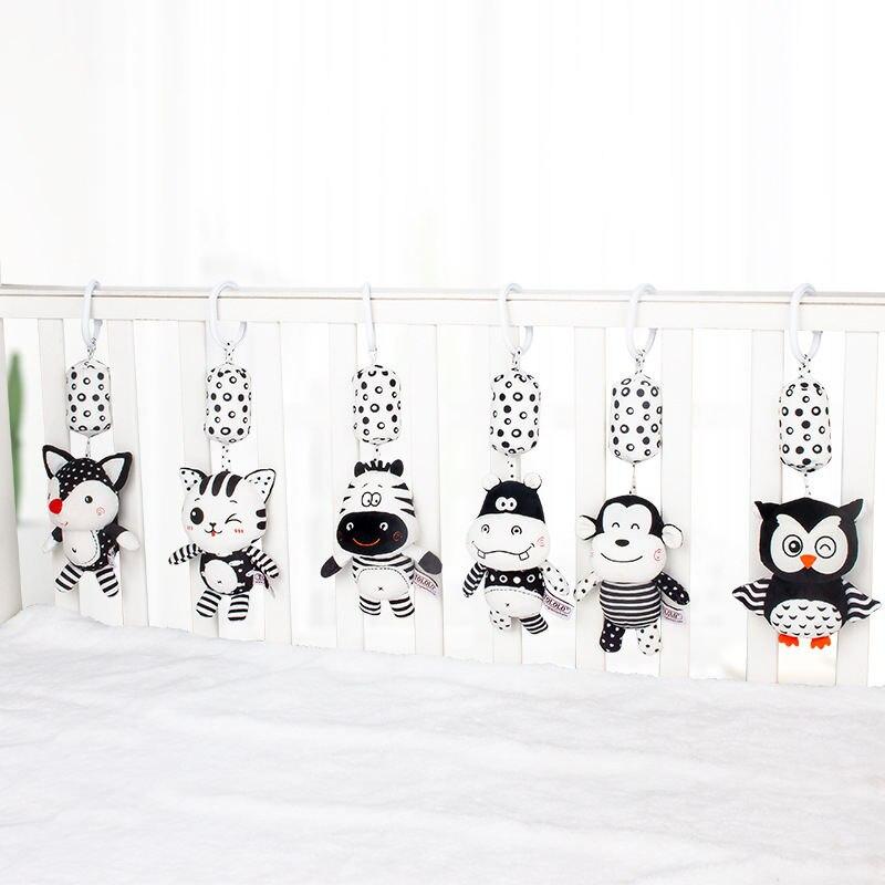 Newborn Bells Soft Plush Rattle Toy Crib Hanging Bell Car Seat Travel Stroller Black And White Wind Chime Educational Toy Gift